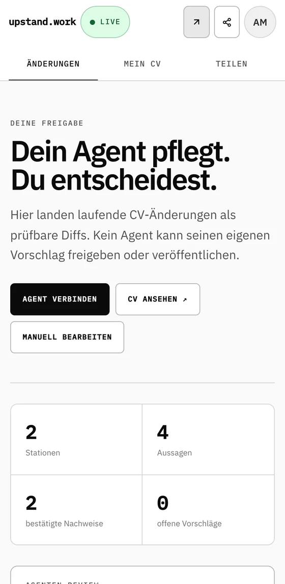Dieselbe Änderungsansicht auf dem Telefon.